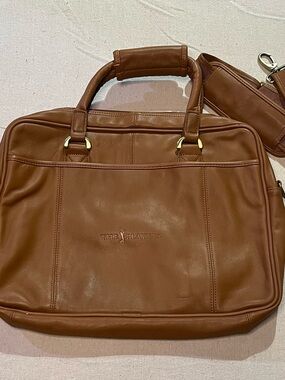 The Players Golf Laptop Briefcase by Mercury, Leather, Embossed, Handles, New